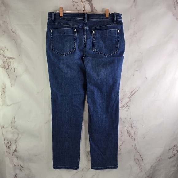 J Jill Jeans Womens 10 Authentic Stretch Slim Ankle Crop Denim Dark Wash Skinny - Picture 1 of 13